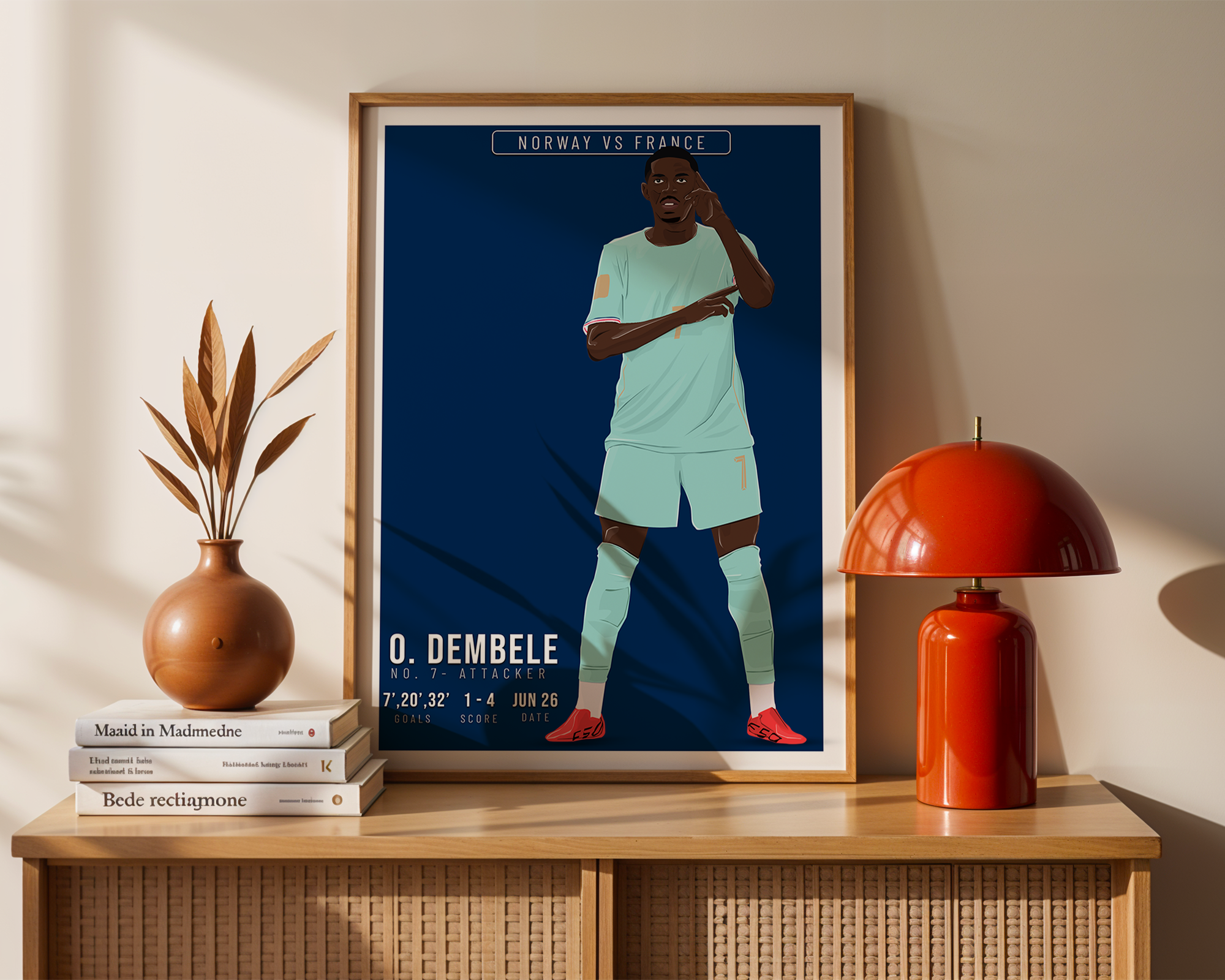 Ousmane Dembele France World Cup | Hand-Drawn Illustration Print | World Cup Football Art