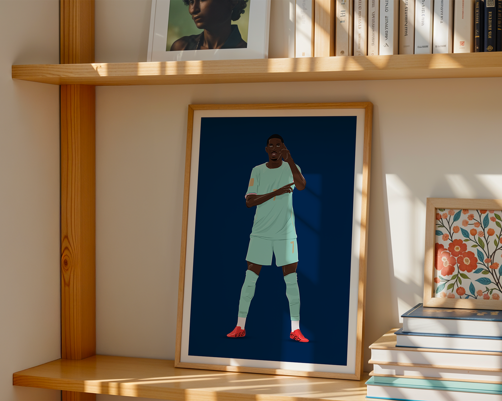 Ousmane Dembele France World Cup | Hand-Drawn Illustration Print | World Cup Football Art