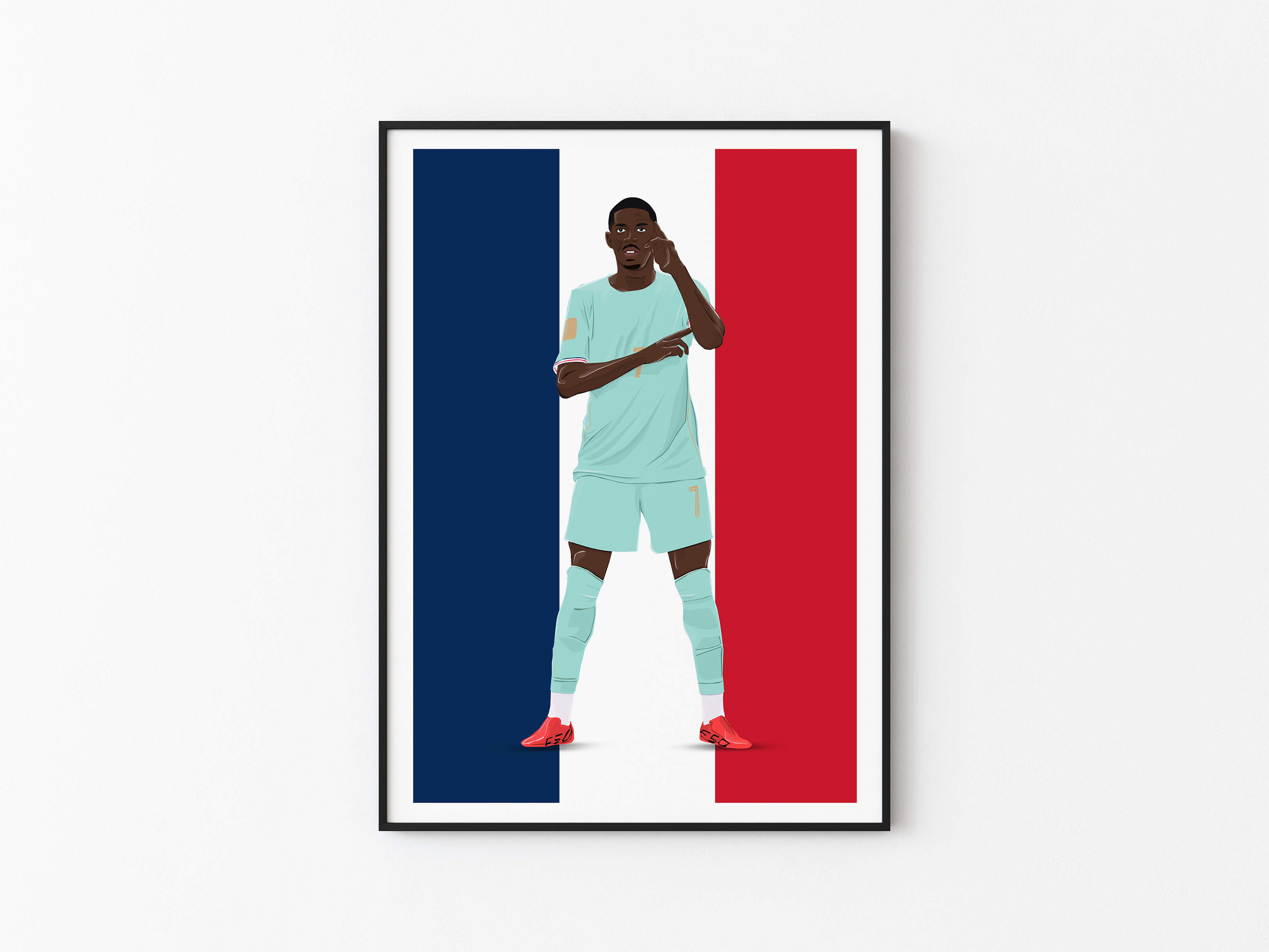 Ousmane Dembele France World Cup | Hand-Drawn Illustration Print | World Cup Football Art