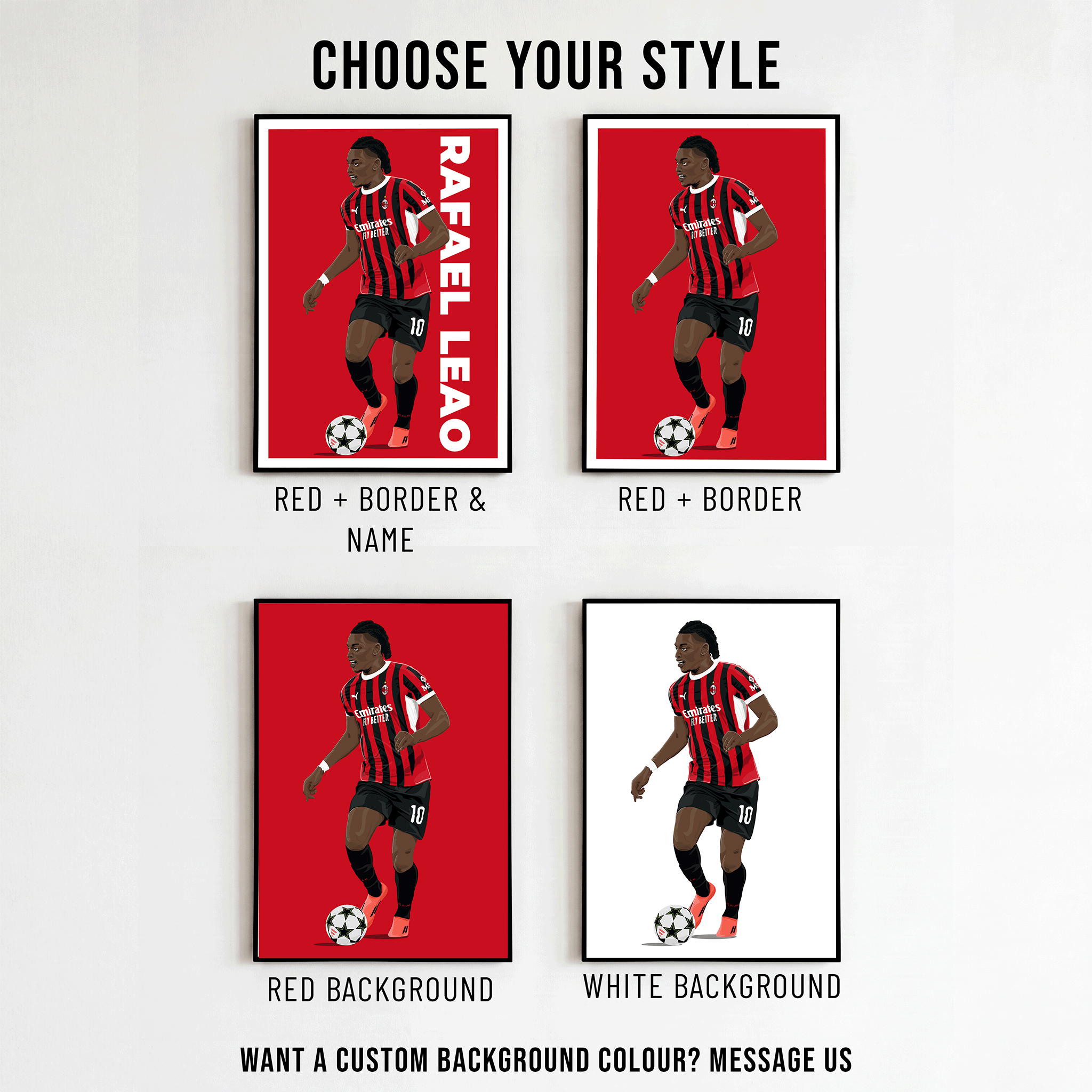 Rafael Leao - AC Milan Seria A Poster | Hand-Drawn Illustration Print