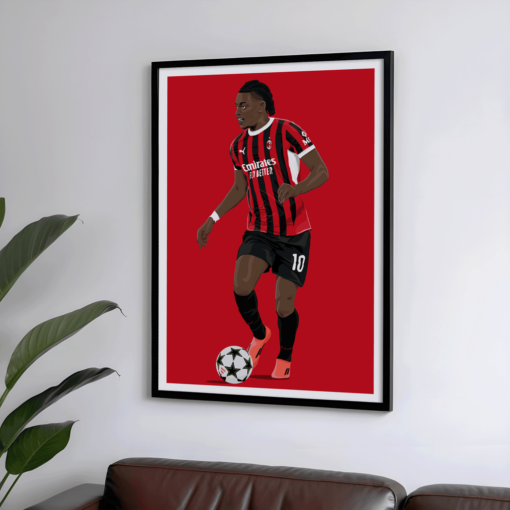 Rafael Leao - AC Milan Seria A Poster | Hand-Drawn Illustration Print