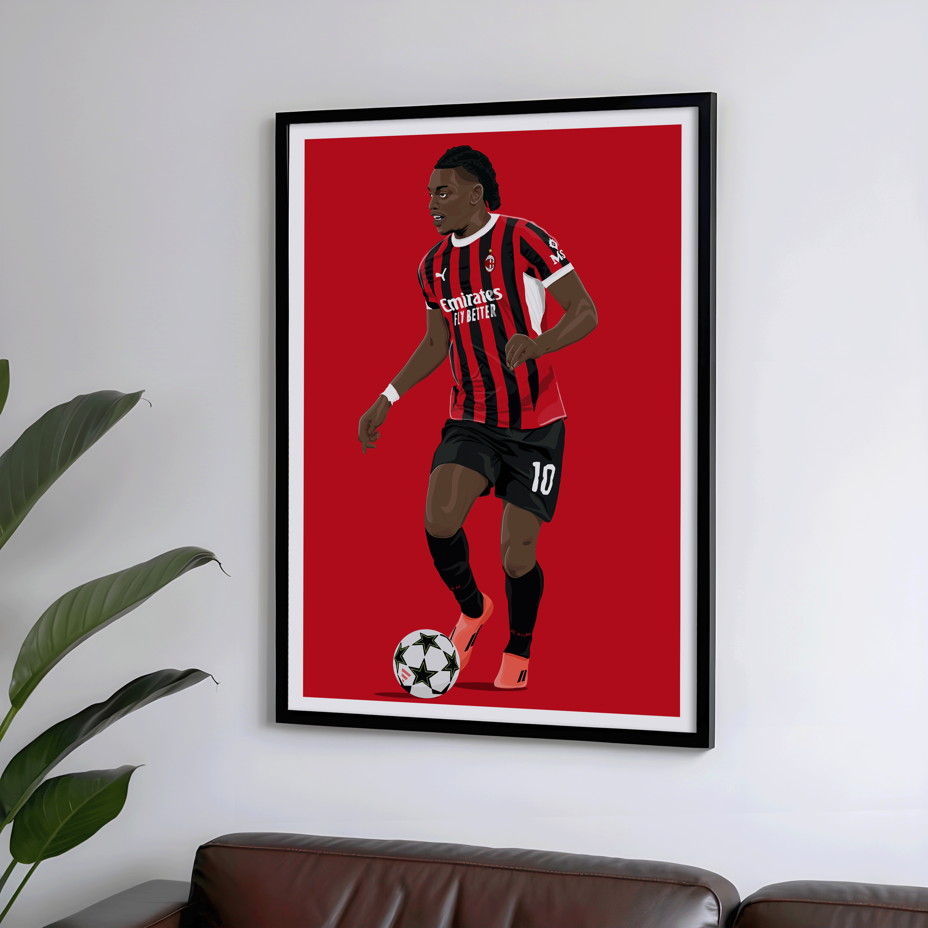 Rafael Leao - AC Milan Seria A Poster | Hand-Drawn Illustration Print