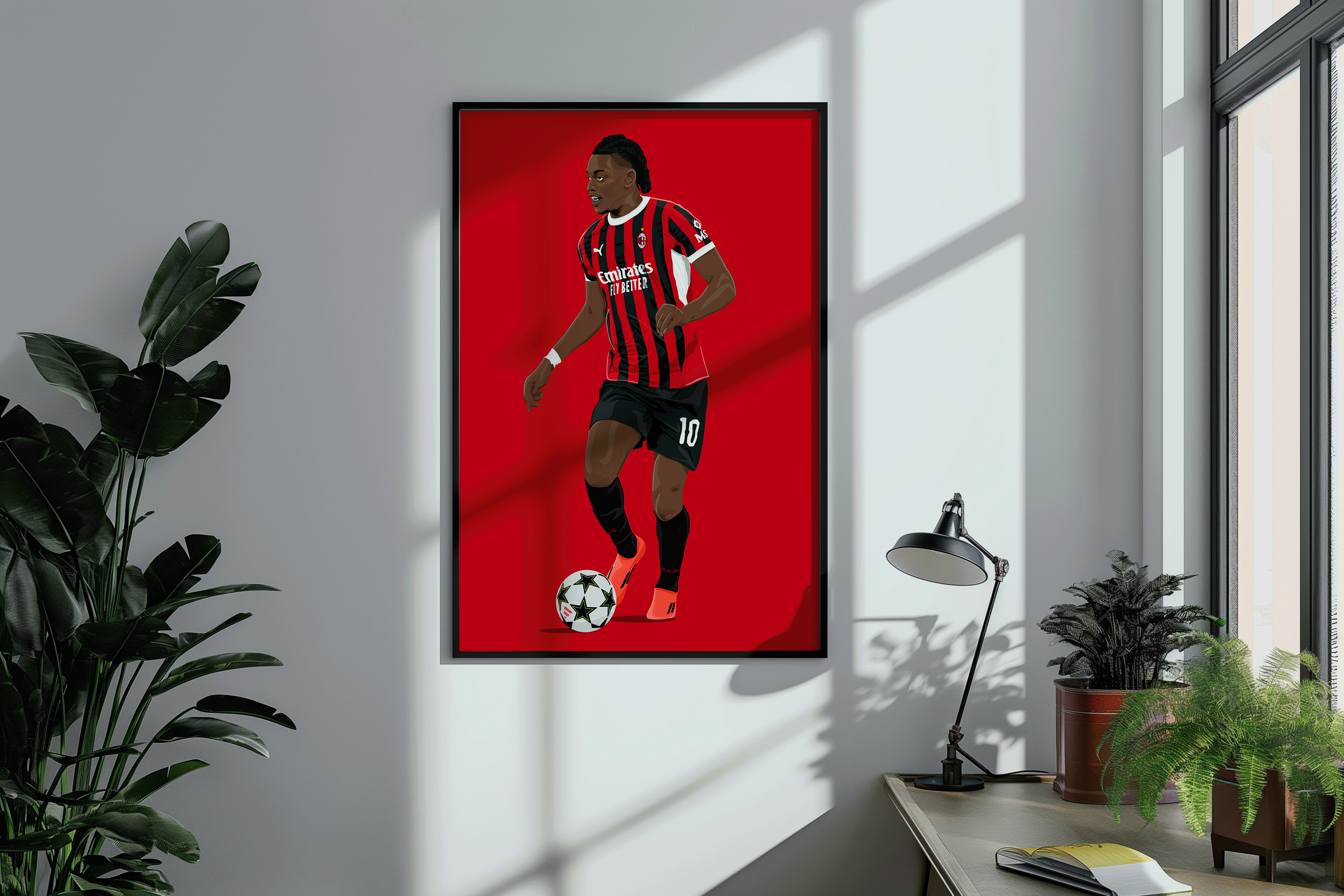 Rafael Leao - AC Milan Seria A Poster | Hand-Drawn Illustration Print