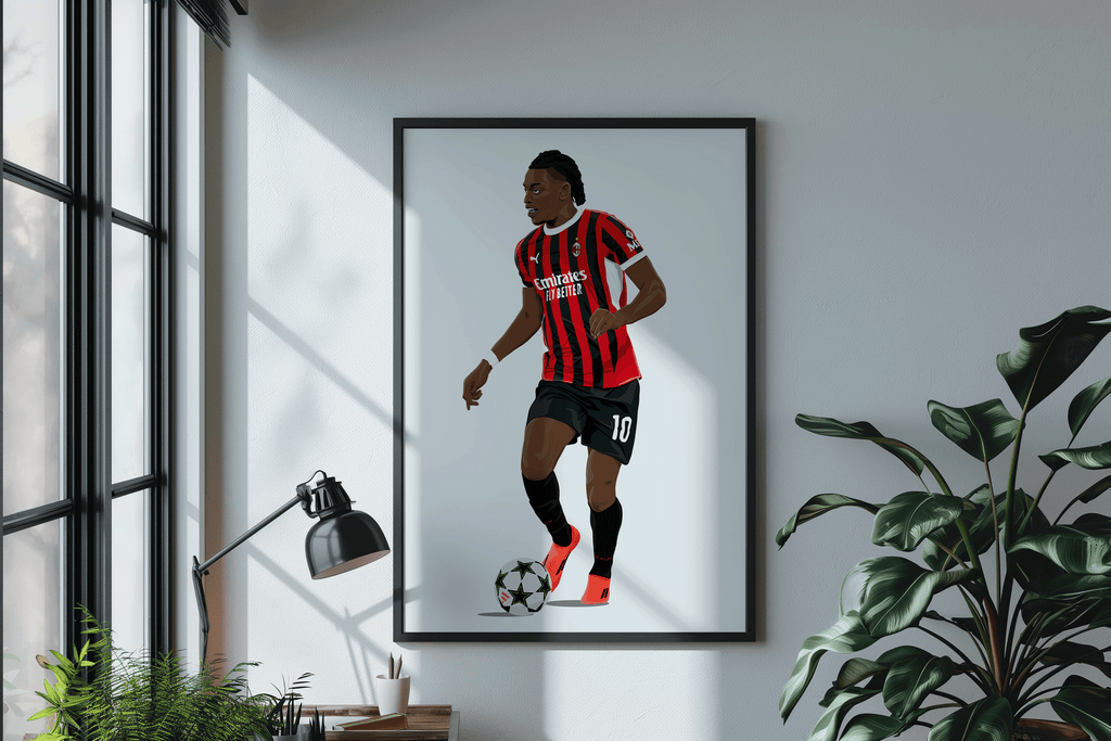 Rafael Leao - AC Milan Seria A Poster | Hand-Drawn Illustration Print