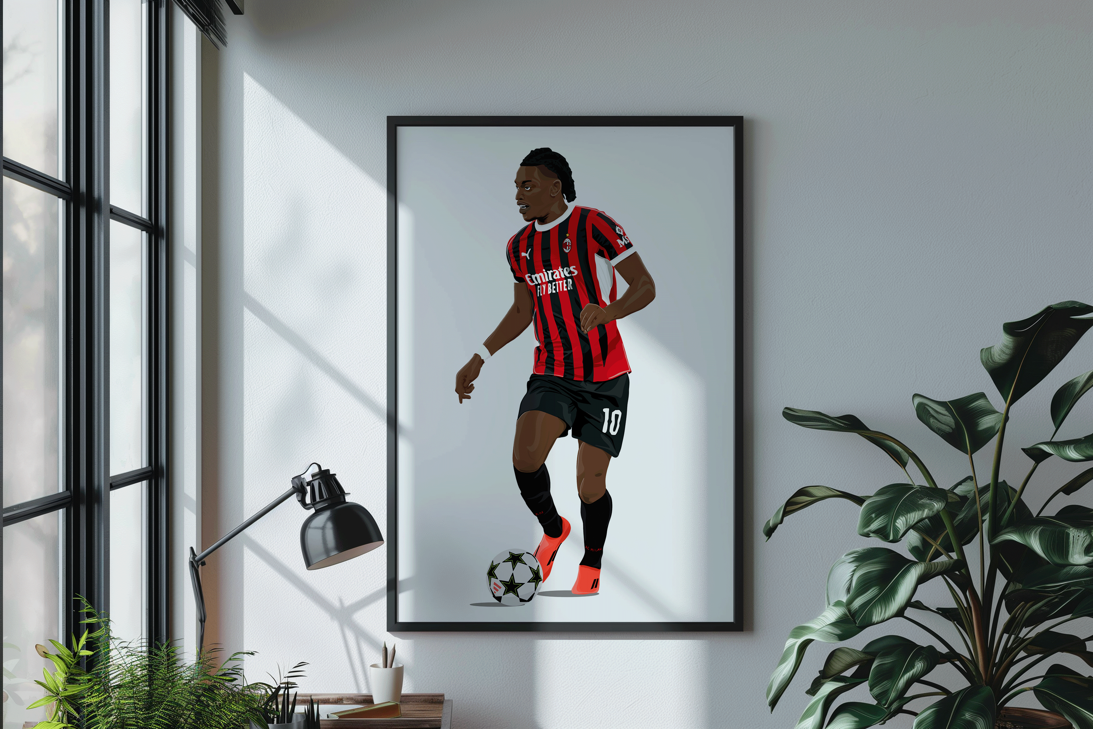 Rafael Leao - AC Milan Seria A Poster | Hand-Drawn Illustration Print
