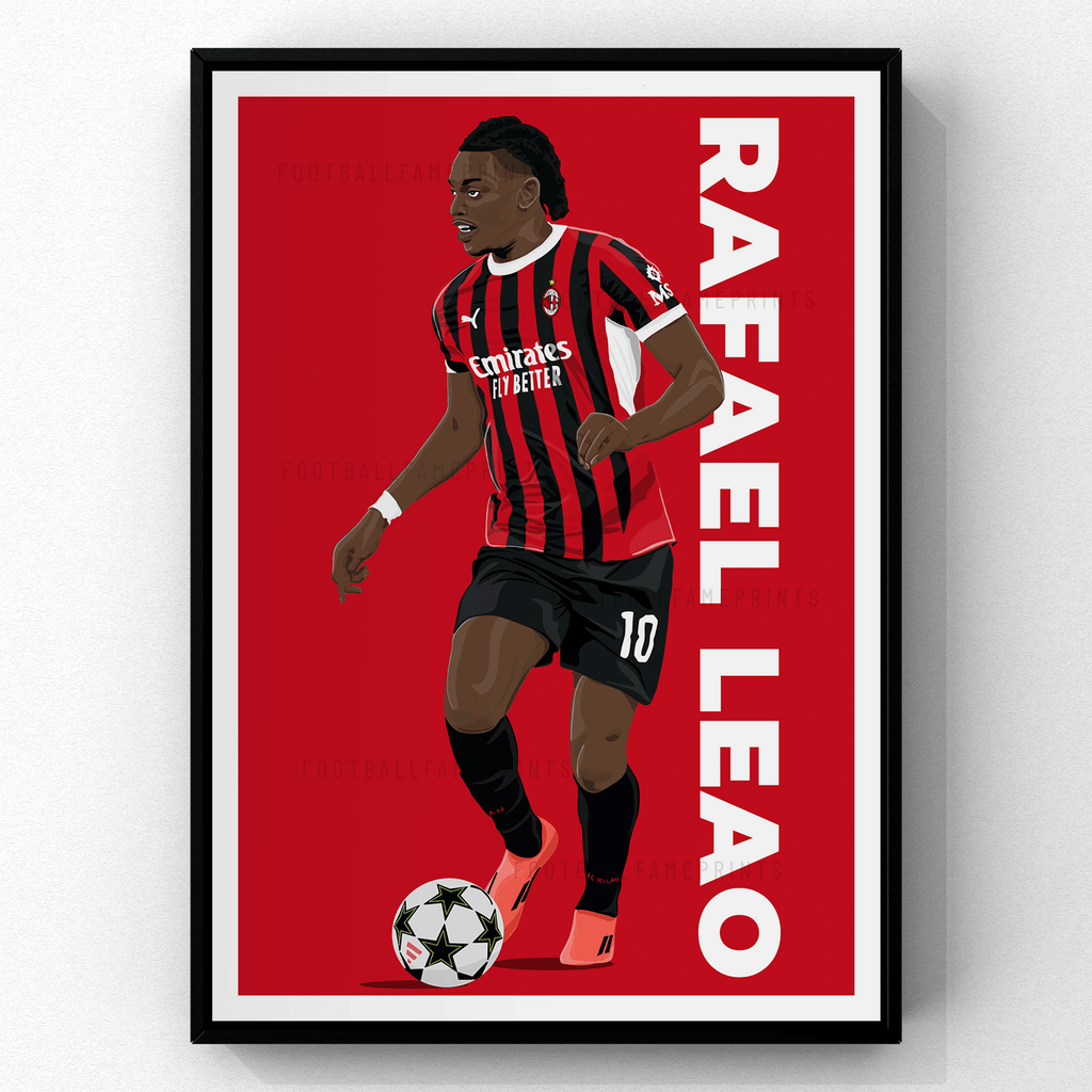 Rafael Leao - AC Milan Seria A Poster | Hand-Drawn Illustration Print