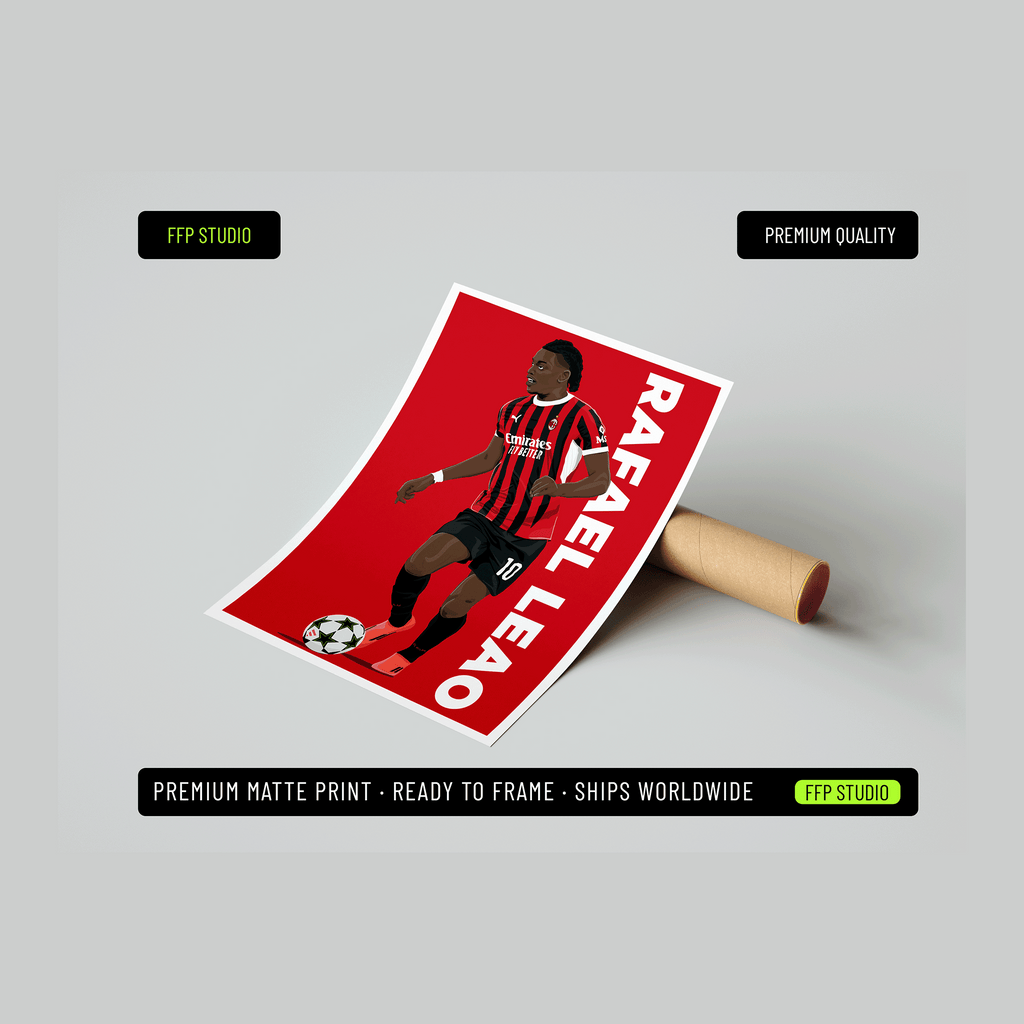 Rafael Leao - AC Milan Seria A Poster | Hand-Drawn Illustration Print