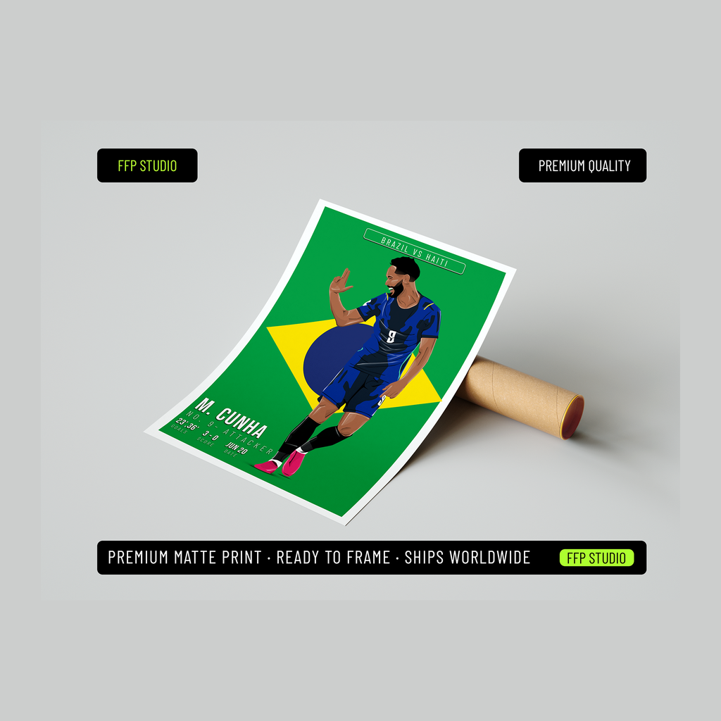 Matheus Cunha Brazil Poster | Hand-Drawn Illustration | World Cup Football Art