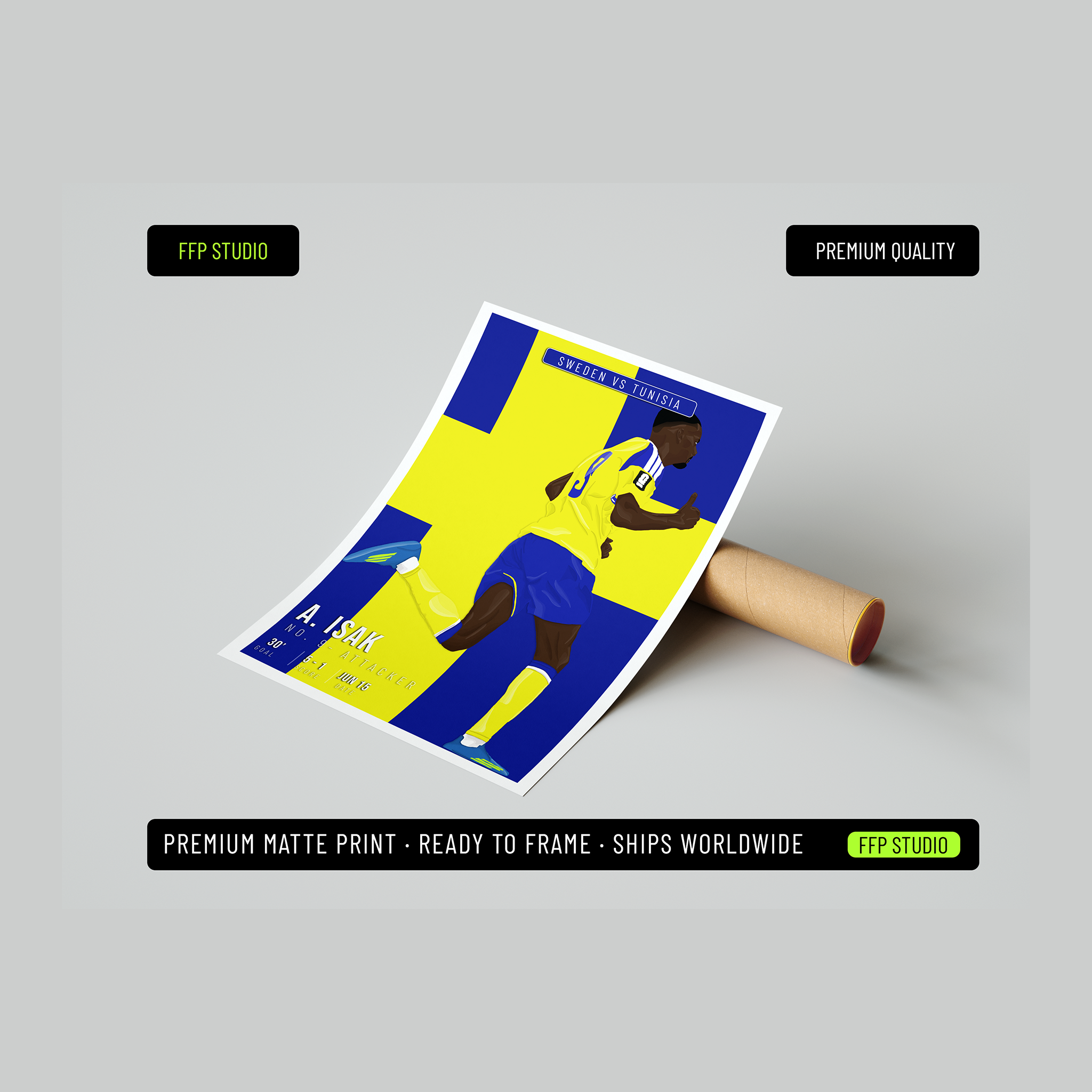 Alexander Isak Sweden Poster | Hand-Drawn Illustration | World Cup Football Art