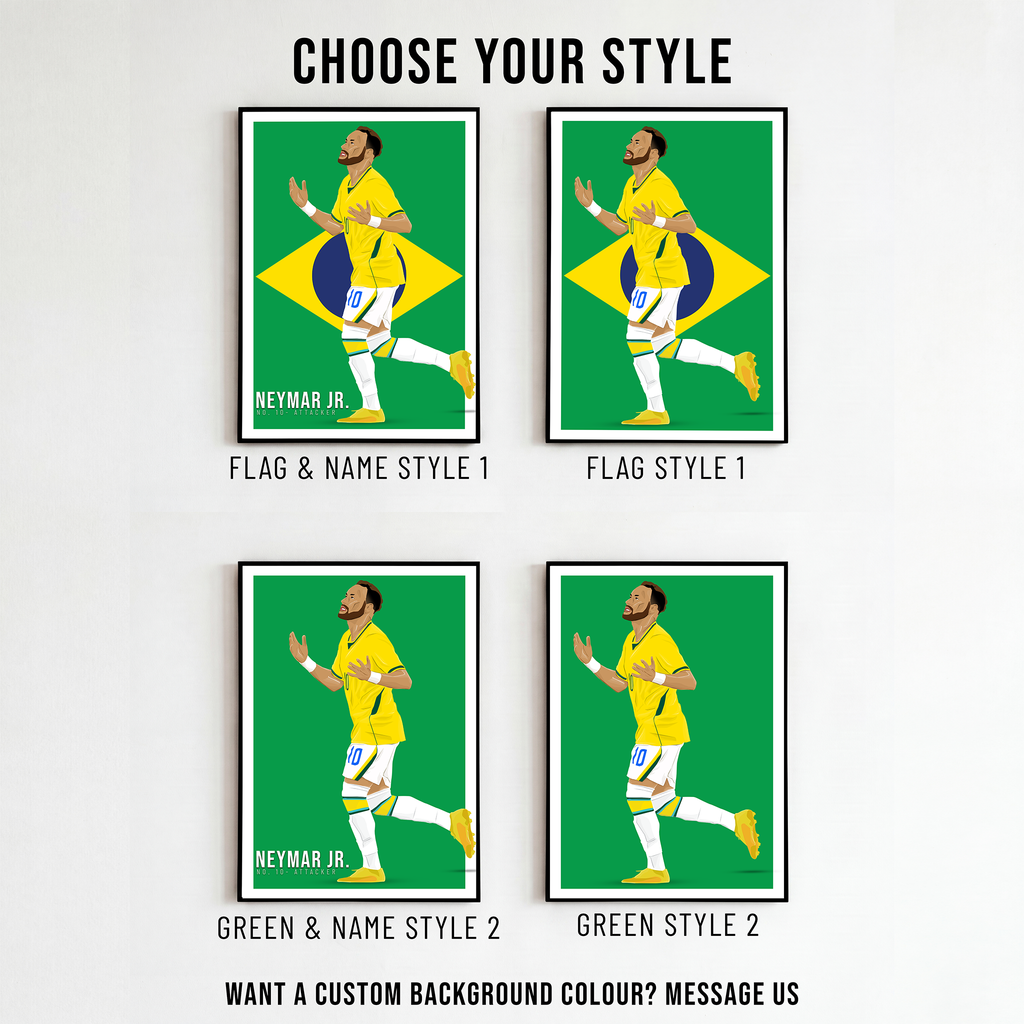 Neymar JR Brazil Poster | Hand-Drawn Illustration | World Cup Football Art