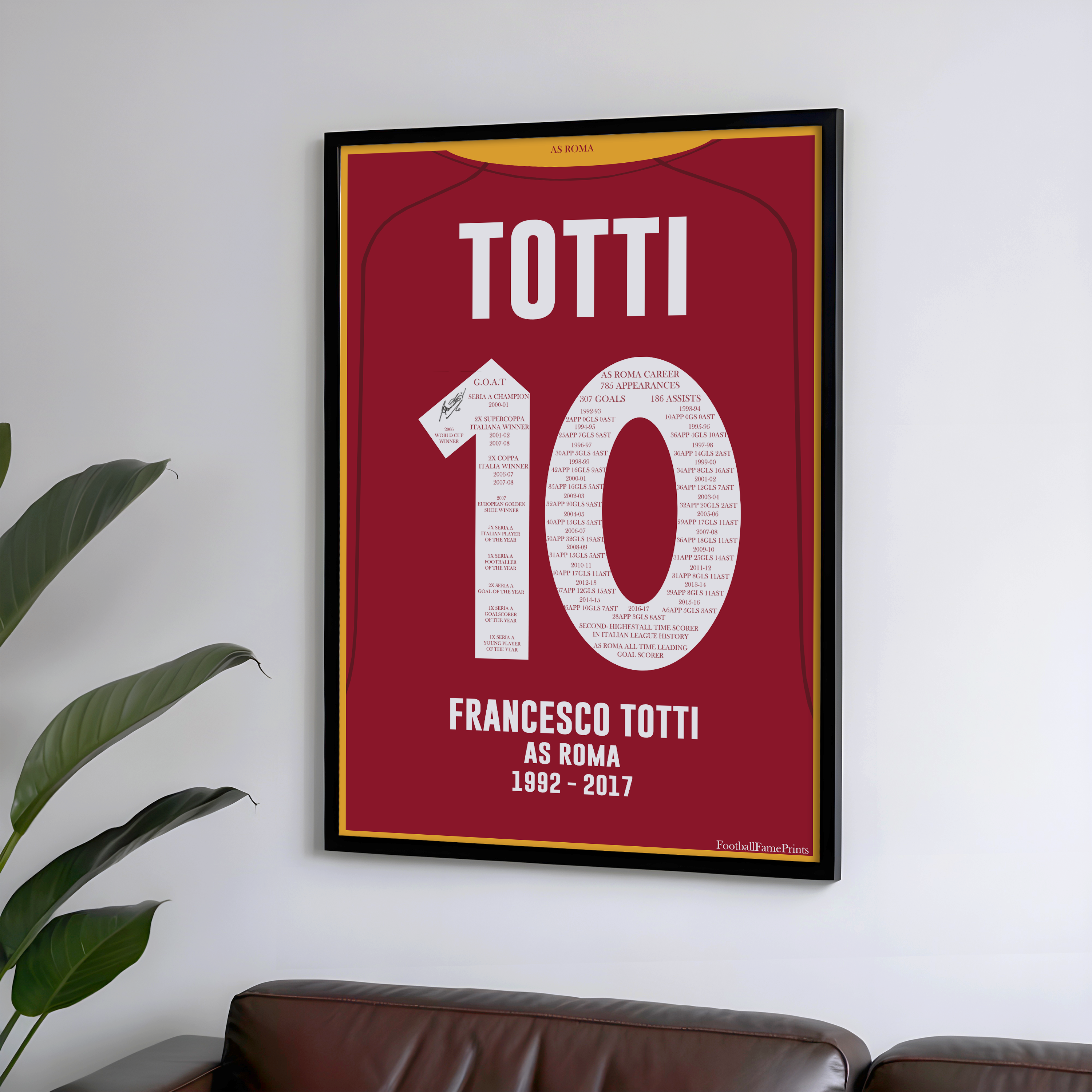 Francesco Totti As Roma Career Jersey